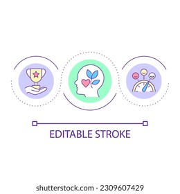 Positive thinking development loop concept icon. Free open mind. Personal growth achievement abstract idea thin line illustration. Isolated outline drawing. Editable stroke. Arial font used