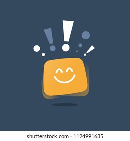 Positive thinking, express emotion, good experience feedback, happy client, service quality, optimism attitude concept, enjoy yourself, empathy vector icon