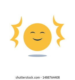 Positive thinking, good experience feedback, happy client, optimism attitude, enjoy yourself, smiling yellow emoji, vector flat design illustration