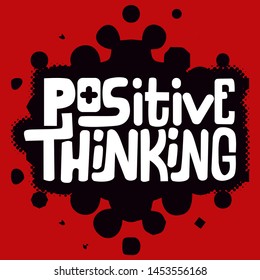 Positive thinking handwriting design with a red background. - Vector.