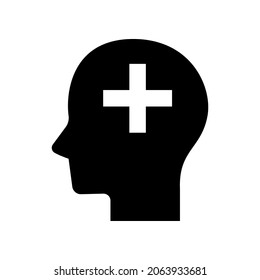 positive thinking head icon isolated on white background