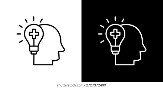 Positive Thinking icon black and white outline.