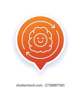 Icono de pensamiento positivo con cerebro, diseño de línea