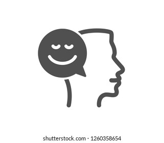 Positive thinking icon. Human communication symbol. Smile chat sign. Quality design element. Classic style icon. Vector