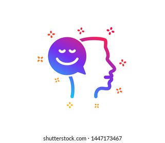 Positive thinking icon. Human communication symbol. Smile chat sign. Dynamic shapes. Gradient design good mood icon. Classic style. Vector
