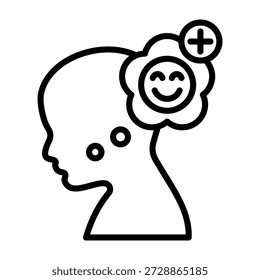 Ilustración vectorial de estilo de línea de icono de pensamiento positivo