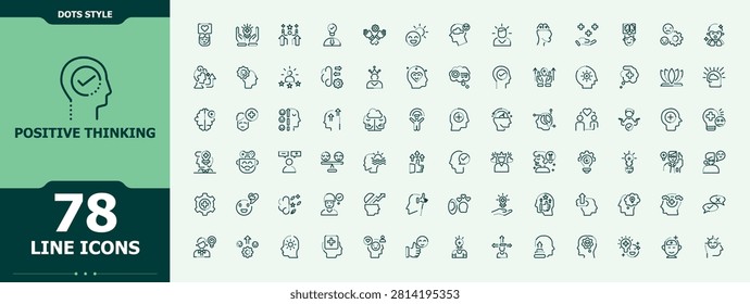 Positive Thinking icon pack. Icons for application. Containing emotion, determination, mindedness, mental, positive, psychology, thinking. Vector collections. Attitude icon set.