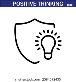 positive thinking icon. Psychology and mental line icons . Big UI icon in a flat design. Editable stroke outline icon. Vector illustration. EPS 10.