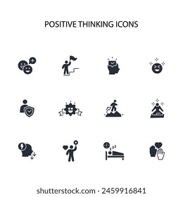positive thinking icon set.vector.Editable stroke.linear style sign for use web design,logo.Symbol illustration.
