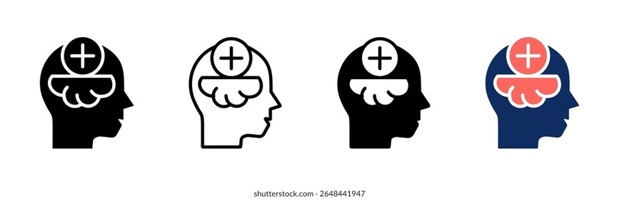 Coleção de vários estilos de folha de ícone com pensamento positivo