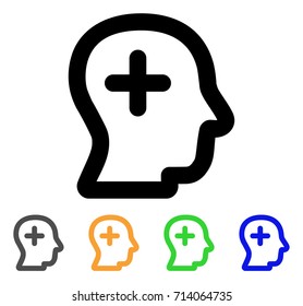Positive Thinking icon. Vector illustration style is a flat stroke iconic positive thinking symbol with black, grey, green, blue, yellow color variants. Designed for web and software interfaces.