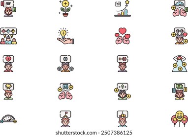 Positive Thinking Icons Collection ist eine Vektorgrafik mit editierbarem Strich.