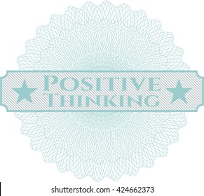 Pensamiento positivo dentro de una rosette de estilo monetario