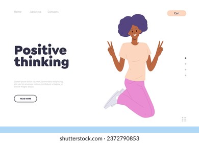 Positive thinking landing page template for people motivation, harmony mindfulness development