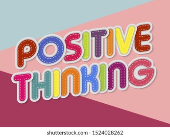 positive thinking letters banner with border stitches