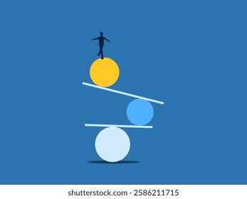 Positive thinking, Life Opportunity, Businessman trying to balance life