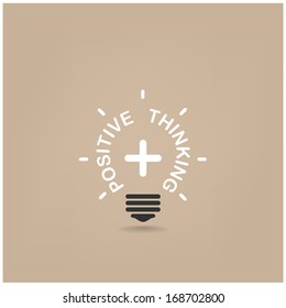 positive thinking lihgt bulb shape on background vector illustration