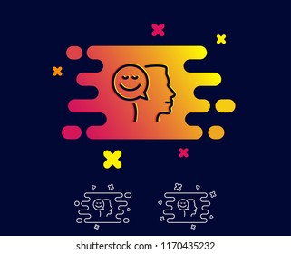 Positive thinking line icon. Human communication symbol. Smile chat sign. Gradient banner with line icon. Abstract shape. Vector