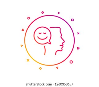 Positive thinking line icon. Human communication symbol. Smile chat sign. Gradient pattern line button. Good mood icon design. Geometric shapes. Vector