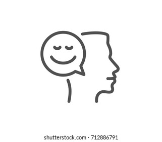 Positive thinking line icon. Human communication symbol. Smile chat sign. Quality design element. Editable stroke. Vector
