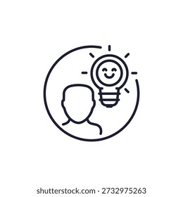 positive thinking line icon with light bulb