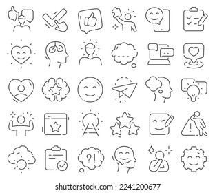 Positive thinking line icons collection. Thin outline icons pack. Vector illustration eps10