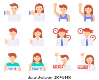 Pensamiento positivo y motivación Avatar conjunto de iconos planos 3, ilustración vectorial