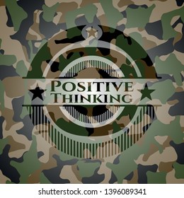 Positive Thinking on camo pattern. Vector Illustration. Detailed.