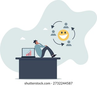 Positive thinking and optimism concept.Employee motivation.feedback and positive reviews on Internet.life and employment of people.