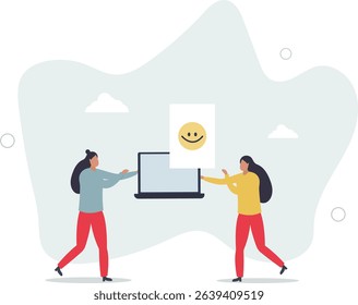 Positive thinking and optimism concept.Employee motivation.good reviews online. character life .