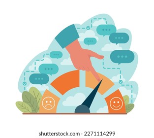 Positive thinking and optimism. Employee motivation and determination. Business ambition and confidence. Psychology idea. Flat vector illustration