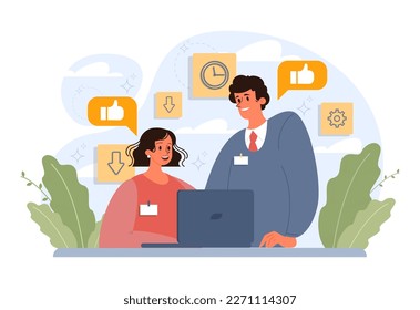 Positive thinking and optimism. Employee motivation and determination. Business ambition and confidence. Psychology idea. Flat vector illustration