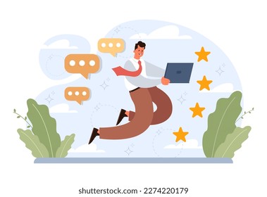 Positive thinking and optimism. Employee motivation and determination. Business ambition and confidence. Psychology idea. Flat vector illustration