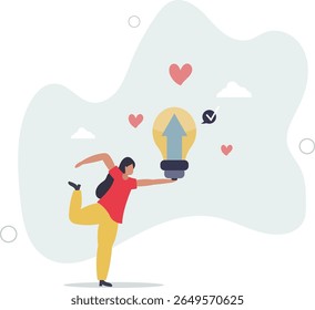 Pensamento positivo e mentalidade de atitude otimista . Ame sua vida para ser feliz e ter bem-estar mental. vida de personagem .