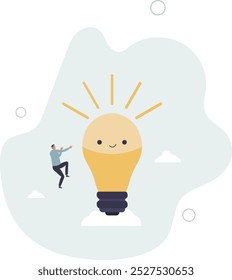 Pensamiento positivo, mentalidad optimista o buena actitud hacia el éxito en el trabajo, siempre se hacen una idea para resolver cualquier concepto de problemas. Diseño plano con personas.