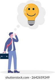 Pensamento positivo, mentalidade otimista ou boa atitude em relação ao sucesso no trabalho,
