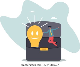Pensamiento positivo, mentalidad optimista o buena actitud ante el éxito en el trabajo, siempre se hacen una idea para resolver cualquier problema.