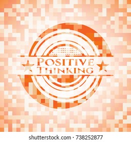 Positive Thinking orange mosaic emblem