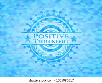 Positive Thinking realistic sky blue mosaic emblem