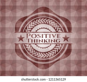 Positive Thinking red emblem with geometric pattern. Seamless.