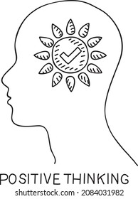 Positive Thinking Sketchy Vector Illustration Head Stock Vector ...