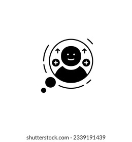 positive thinking solid icon black solid vector with mental health theme