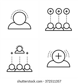 positive thinking team icon set line style