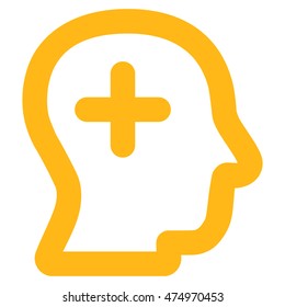 Positive Thinking vector icon. Style is stroke flat icon symbol, yellow color, white background.