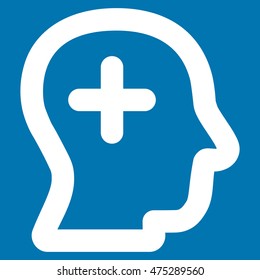 Positive Thinking vector icon. Style is linear flat icon symbol, white color, blue background.