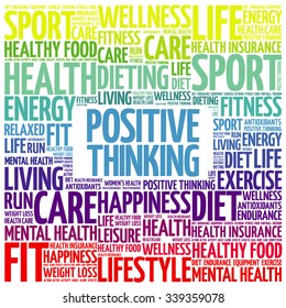 Positive Thinking Word Cloud Background Health Stock Vector (Royalty ...