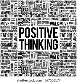 Positive thinking word cloud background, health concept