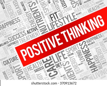 Positive thinking word cloud background, health concept