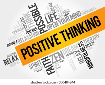 Positive thinking word cloud, business concept