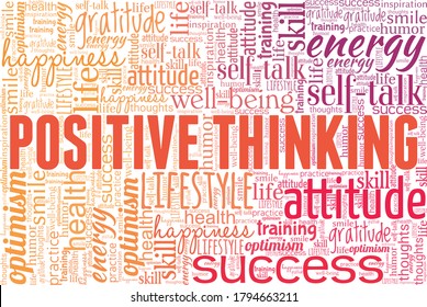 Positive Thinking Word Cloud Isolated On A White Background.